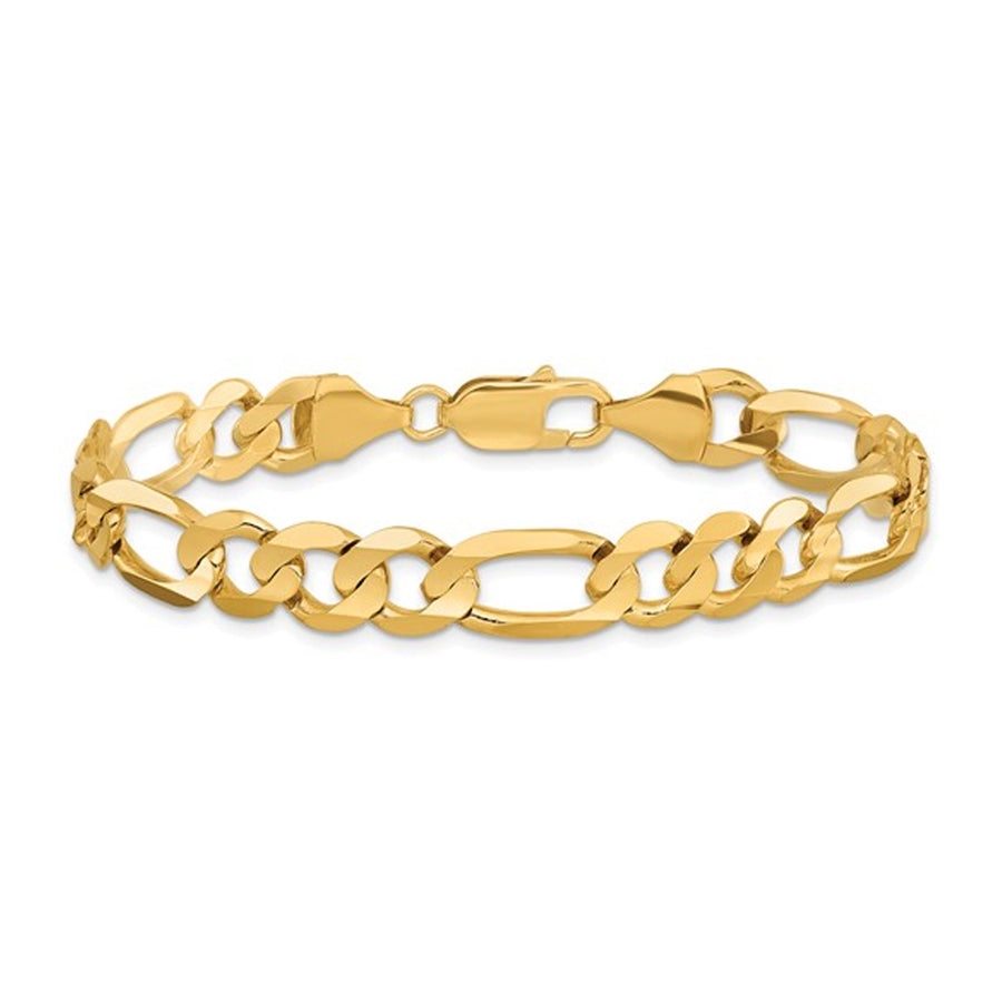 14K Yellow Gold Concave 8.75mm Figaro Bracelet (8 Inches) Image 1