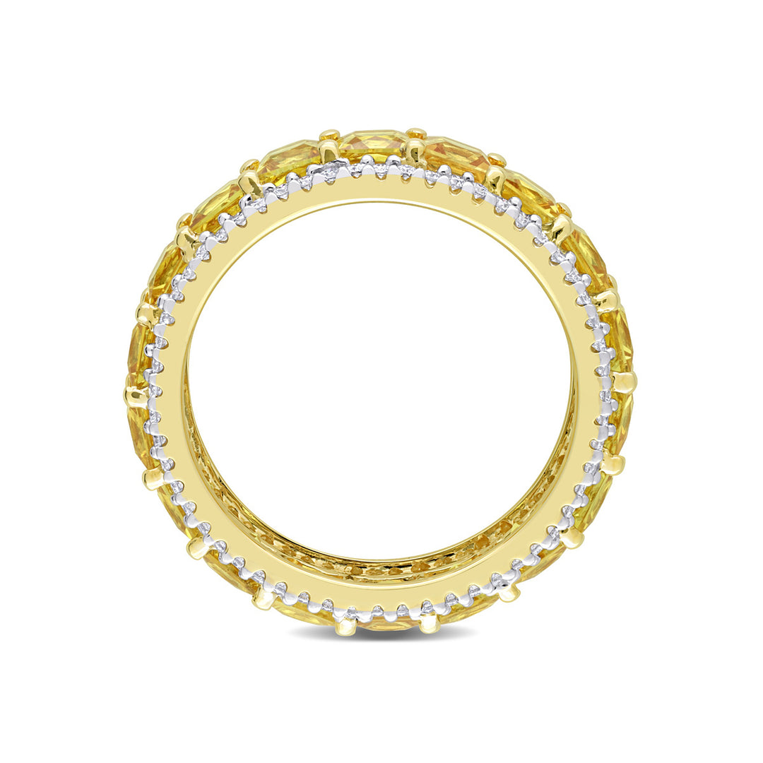 4.80 Carat (ctw) Yellow Sapphire Ring Band with Diamonds in 14K Yellow Gold Image 3