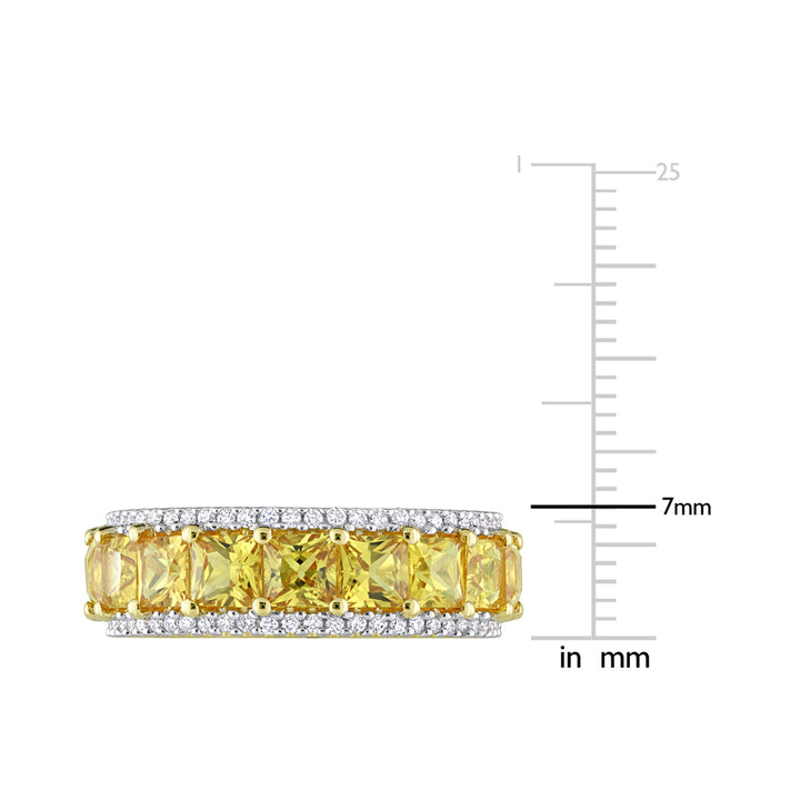 4.80 Carat (ctw) Yellow Sapphire Ring Band with Diamonds in 14K Yellow Gold Image 4