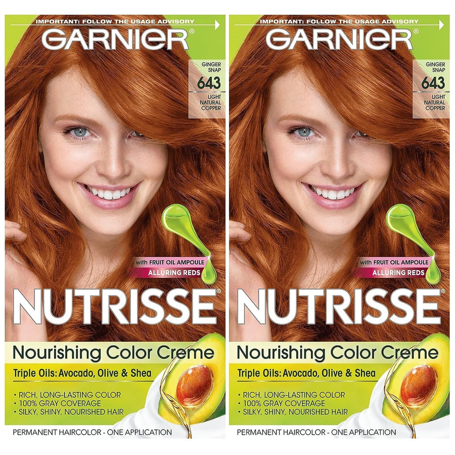 Garnier Hair Color Nutrisse Nourishing Creme643 Light Natural Copper (Ginger Snap) Permanent Hair Dye2 Count Image 1