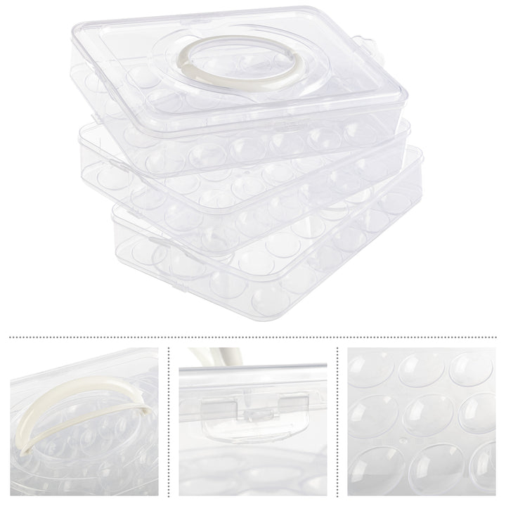 Egg Container for Refrigerator Large-Capacity Egg Holder with Lid and Handle Image 3