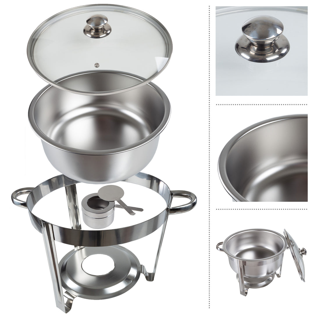 Round 7.5 QT Chafing Dish Buffet Set Food Warmers for Parties Stainless Steel Image 3