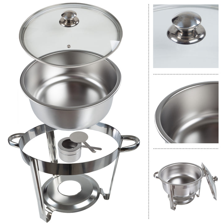 Round 7.5 QT Chafing Dish Buffet Set Food Warmers for Parties Stainless Steel Image 3