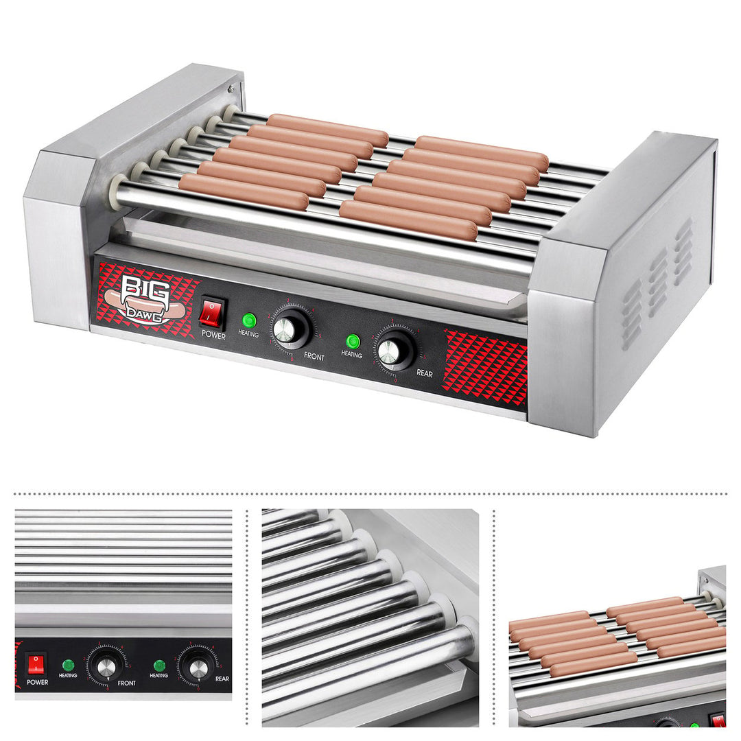 Hot Dog Roller Machine Stainless Cooker with 7 Rollers Cooks 18 Hot Dogs Image 3