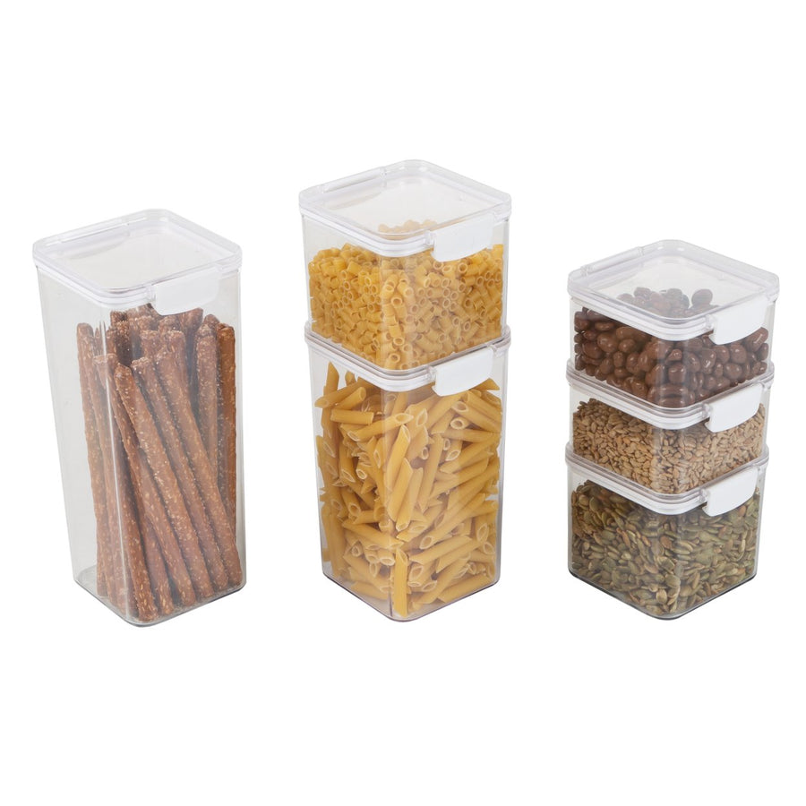 Clear Food Storage Containers 6 Pc Pantry Organizer Secure Lids Image 1