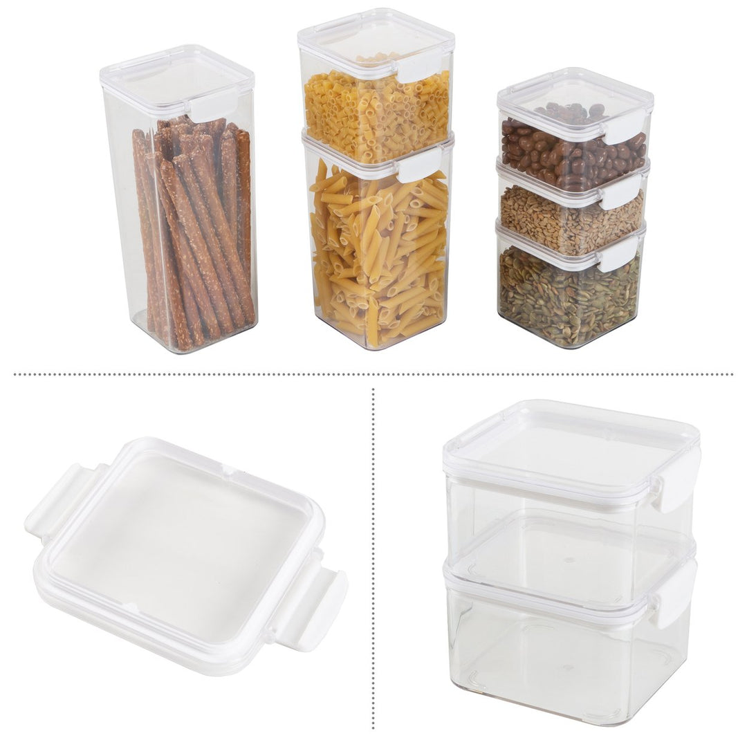 Clear Food Storage Containers 6 Pc Pantry Organizer Secure Lids Image 3