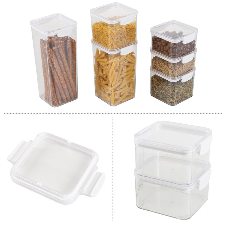 Clear Food Storage Containers 6 Pc Pantry Organizer Secure Lids Image 3