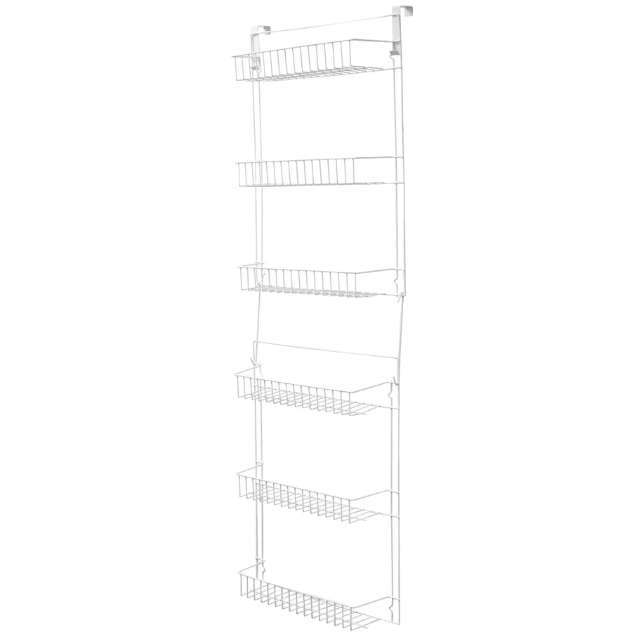 Over the Door Organizer 6-Tier Pantry Shelves Rack for Kitchen StorageWhite Image 1