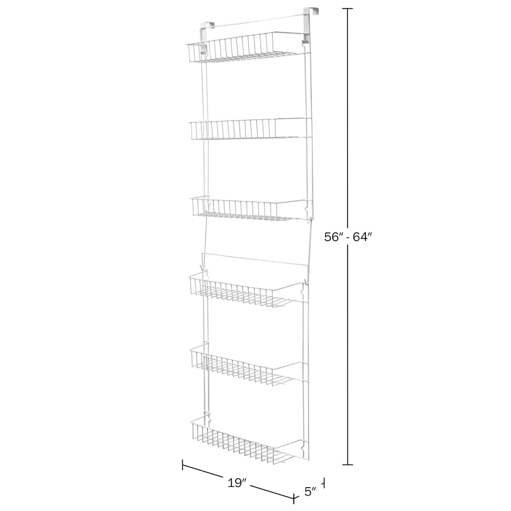 Over the Door Organizer 6-Tier Pantry Shelves Rack for Kitchen StorageWhite Image 2