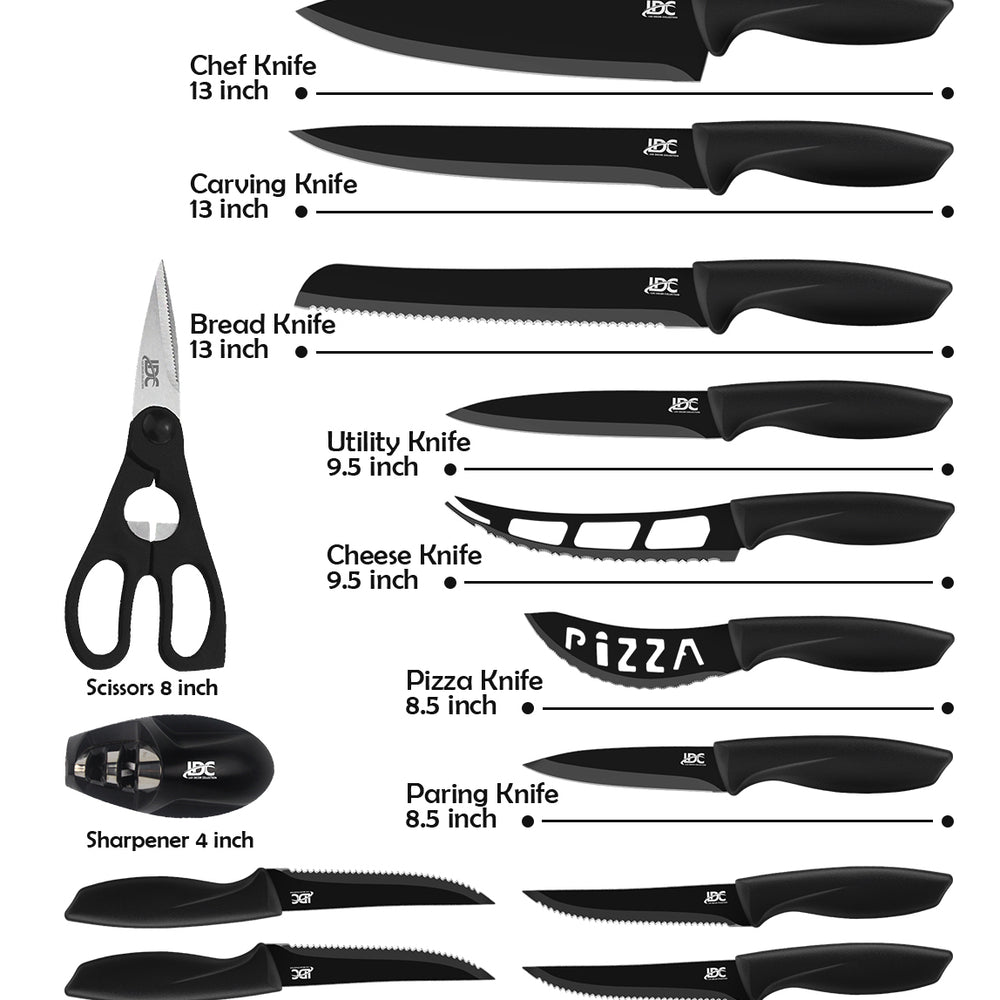Lux Decor Collection 15-piece Knife Set Stainless Steel Steak And Kitchen Sharp Serrated Kinfe Set Image 2