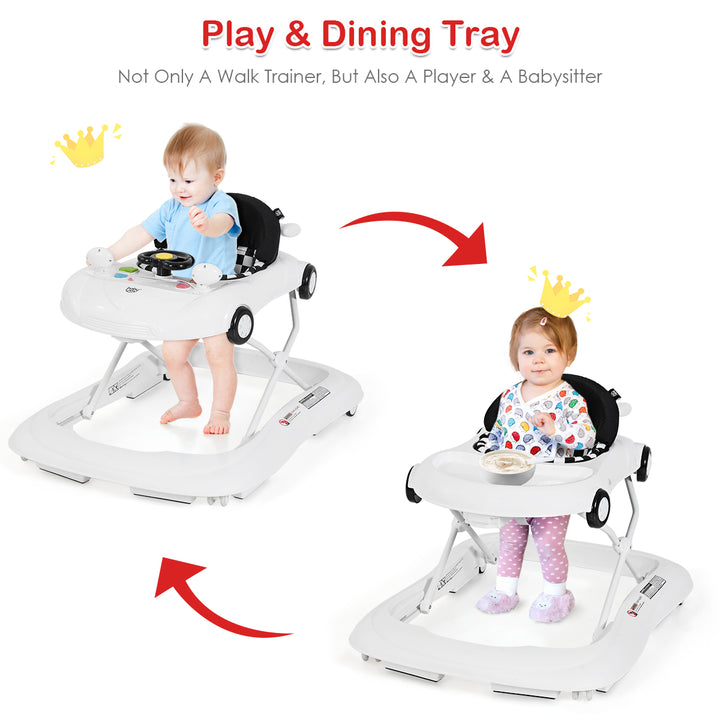 Costway 2-in-1 Foldable Baby Walker w/ Adjustable Heights and Music Player and Lights Image 8