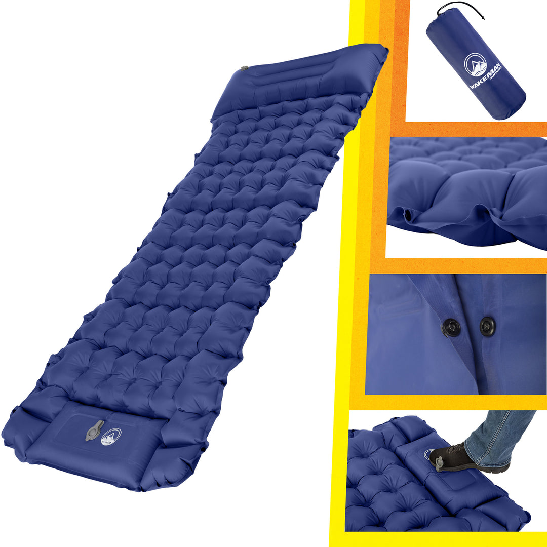 Inflatable Sleeping Pad Built-in Foot Pump Waterproof Mattress 77 x 27 Inch Image 4