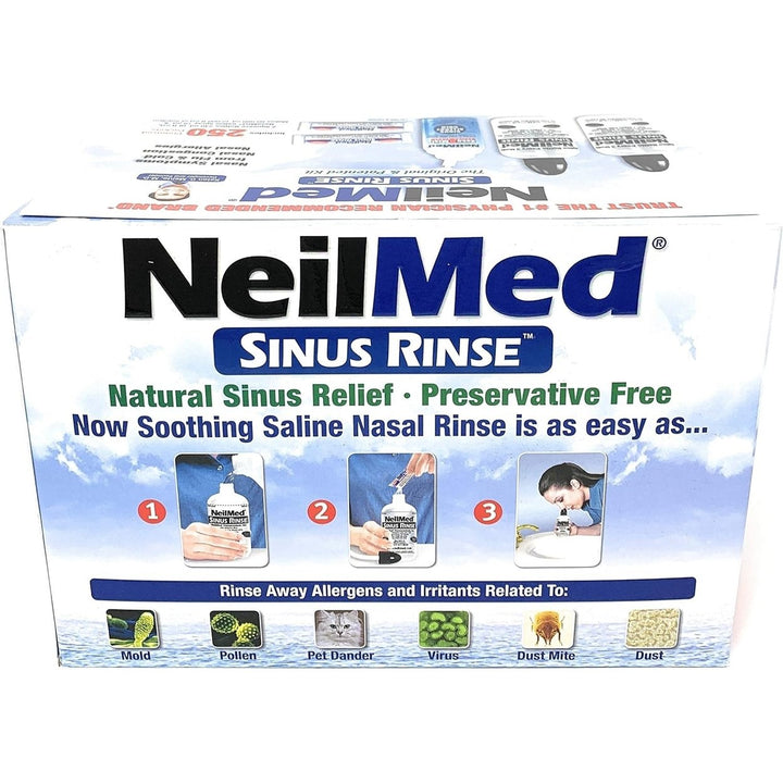 NeilMed Sinus Rinse - 2x8fl oz Bottles Nasamist Saline Spray 75mL - 250 packets Image 4