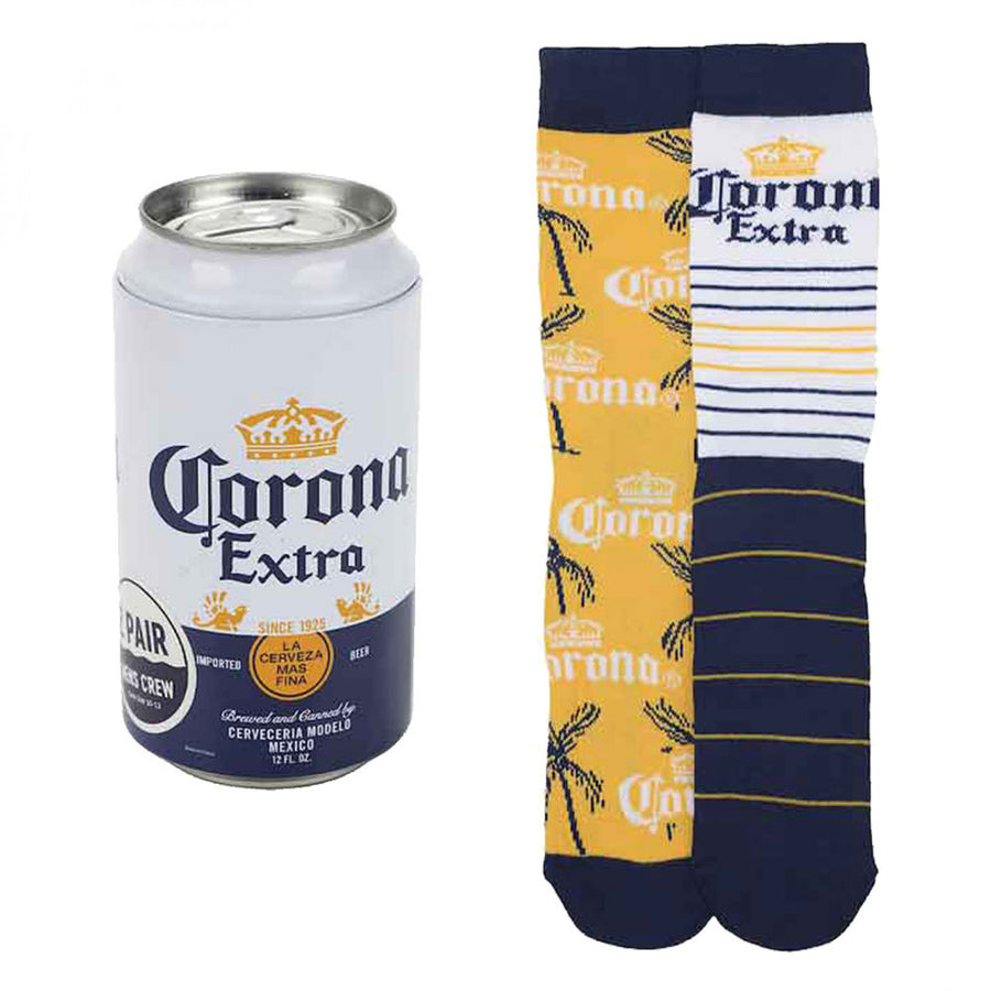 Corona Extra 2-Pairs of Crew Socks in Beer Can Set Image 1