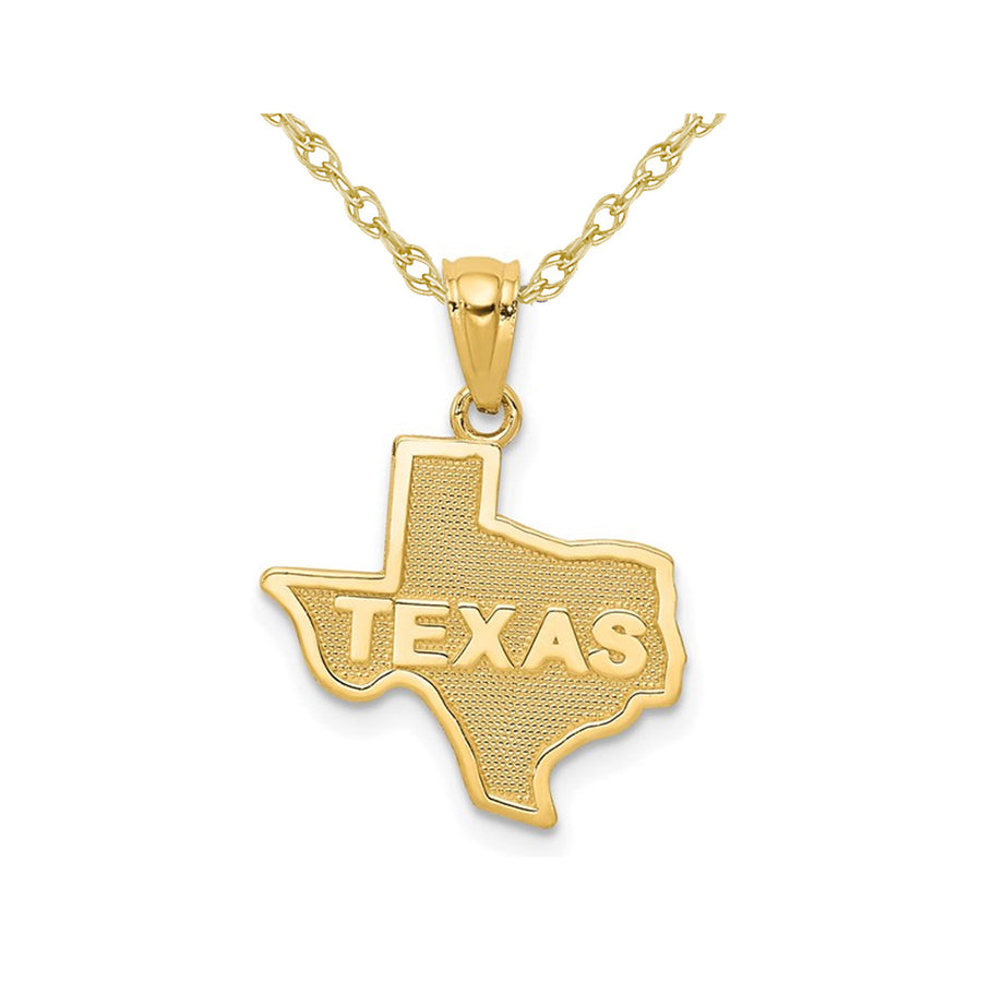 14K Yellow Gold State of Texas Pendant Necklace with Chain Image 1