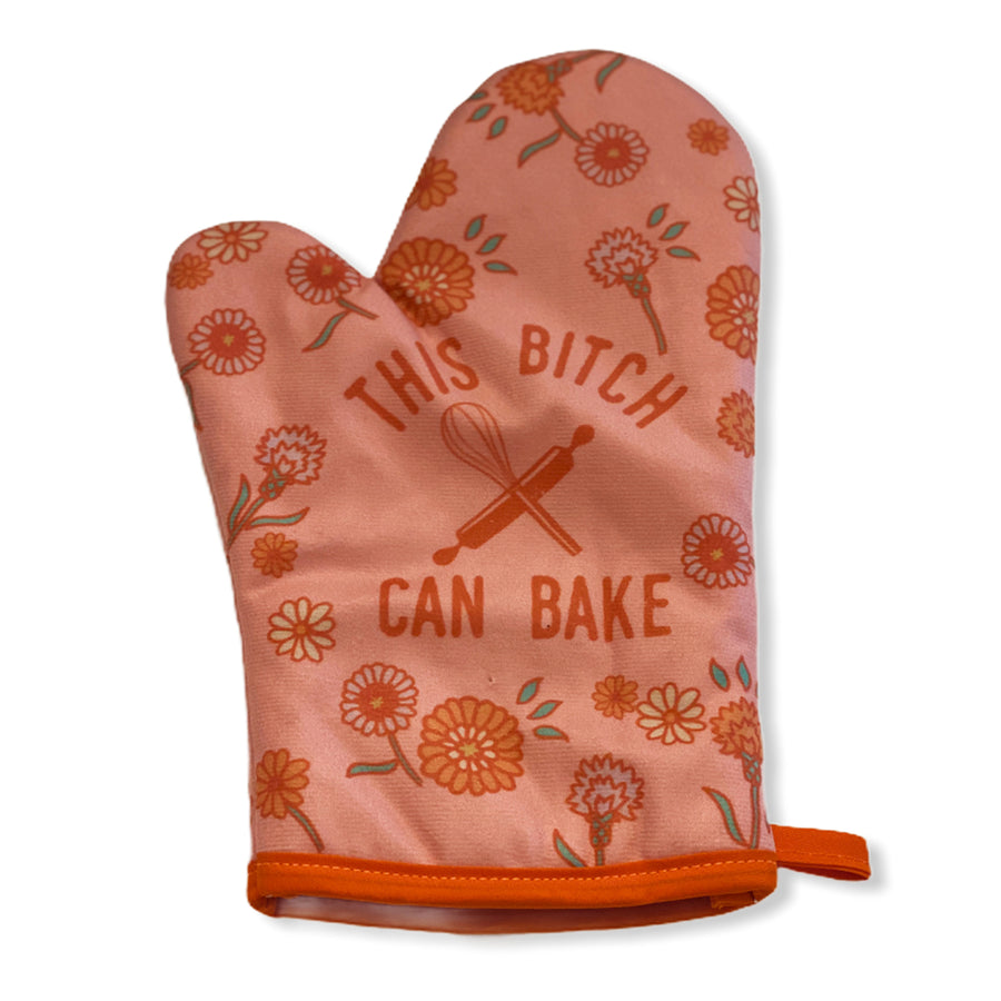 This Bitch Can Bake Oven Mitt Funny Cooking Baking Graphic Novelty Kitchen Accessories Image 1