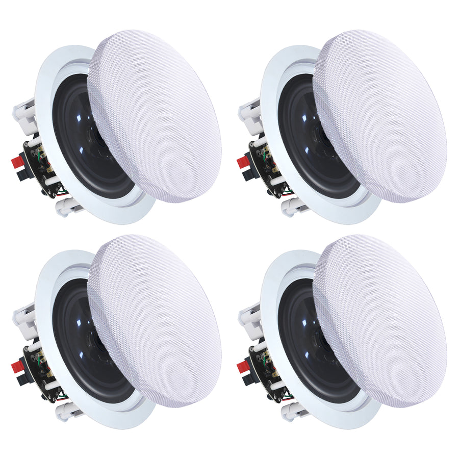 Set of (4) Vaiyer 6.5 Inch 8 Ohm 200 Watts SpeakersFlush Mount in-Wall in-Ceiling 2-Way Mid Bass Woofer Speakers with Image 1