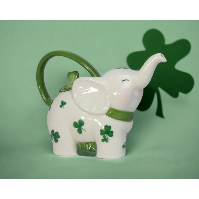 Ceramic Shamrock Design Elephant TeapotHome DcorKitchen DcorIrish Saint Patricks Day Dcor Image 2