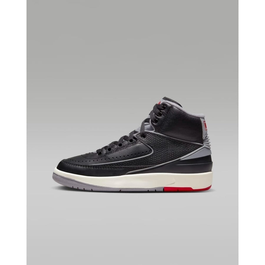 Nike Air Jordan 2 Retro Black/Cement Grey-Fire Red DQ8562-001 Grade-School Image 1