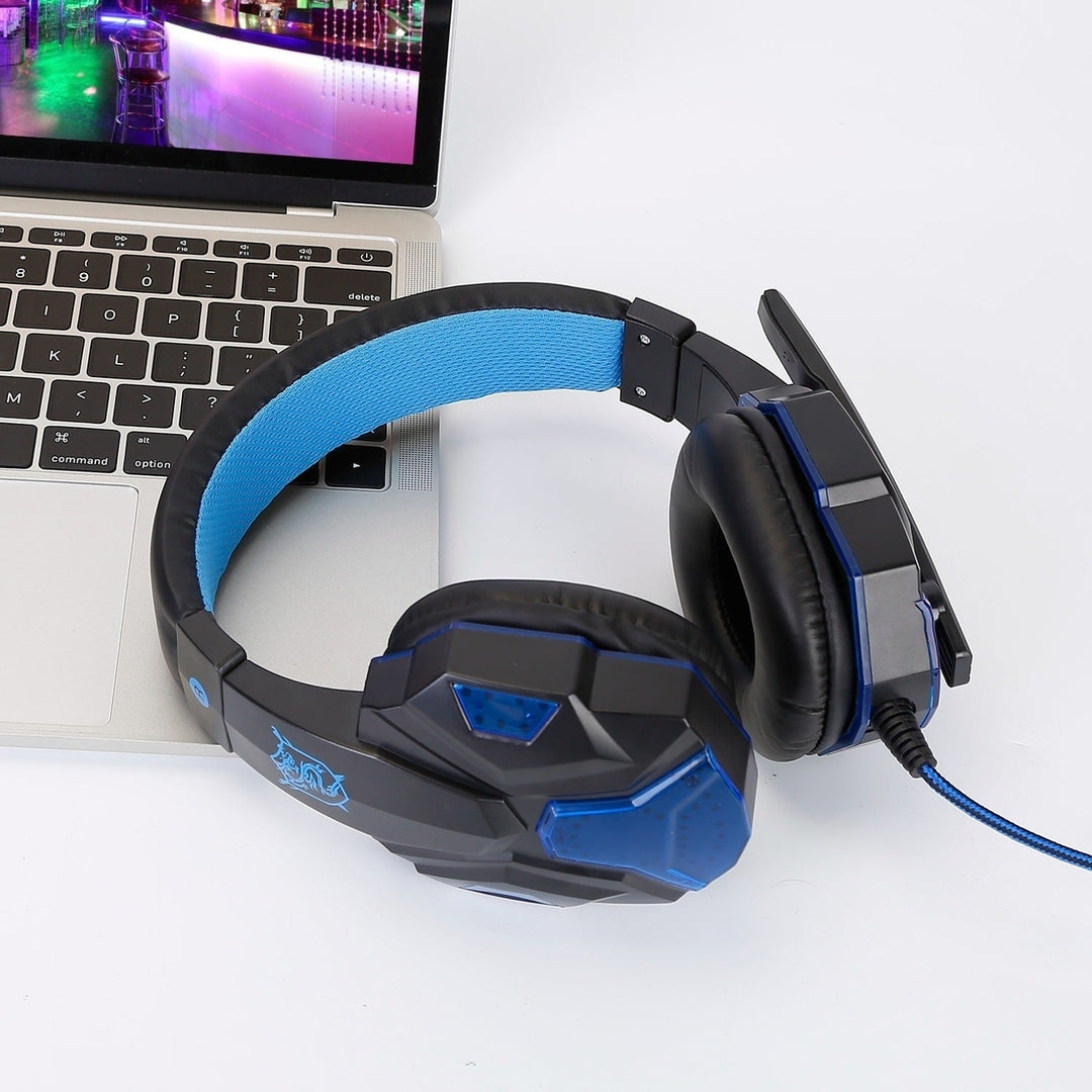 Gaming Headsets Stereo Bass Over Ear Headphones with LED Light Earmuff with Mic Image 11
