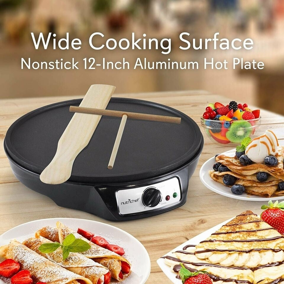 Electric Griddle Crepe Maker Cooktop Nonstick 12 Inch Aluminum Hot Plate LED Image 7