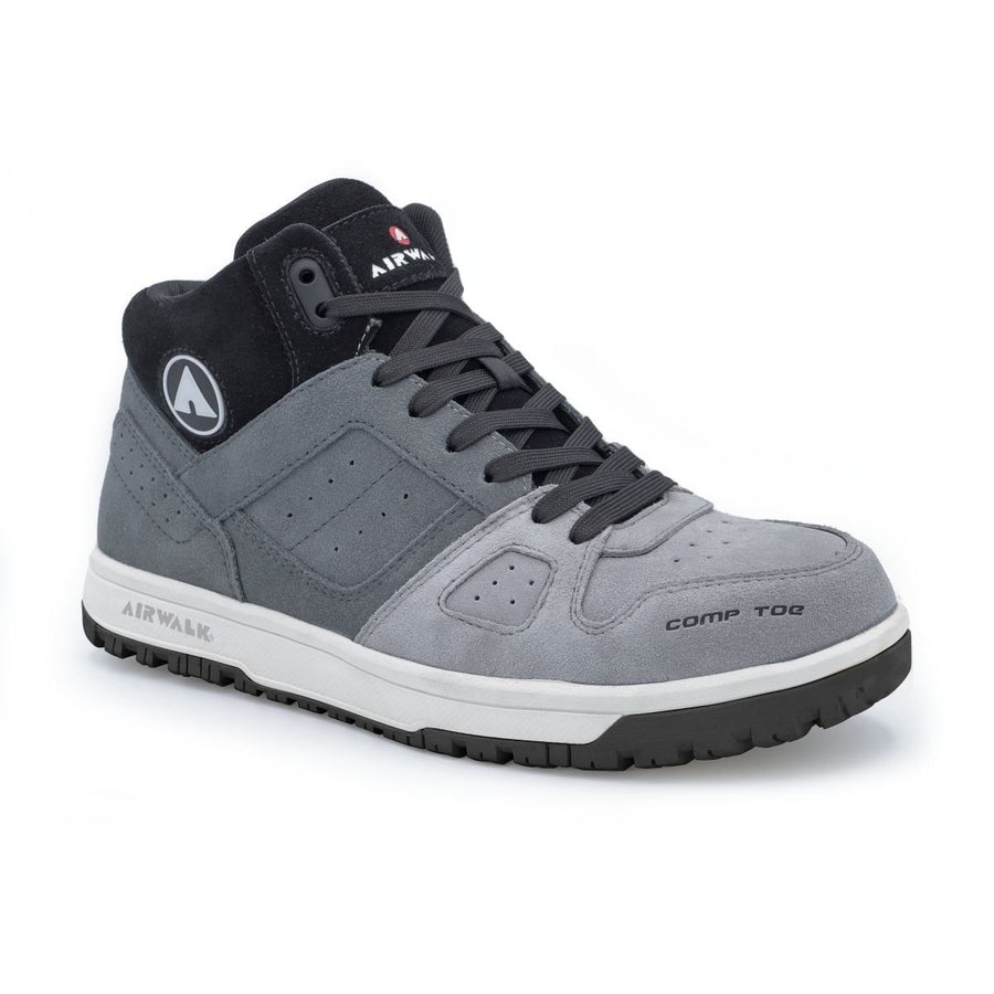 AIRWALK SAFETY Mens Mongo Mid Composite Toe EH Work Boot Grey/White - AW6351  GREY/WHITE Image 1