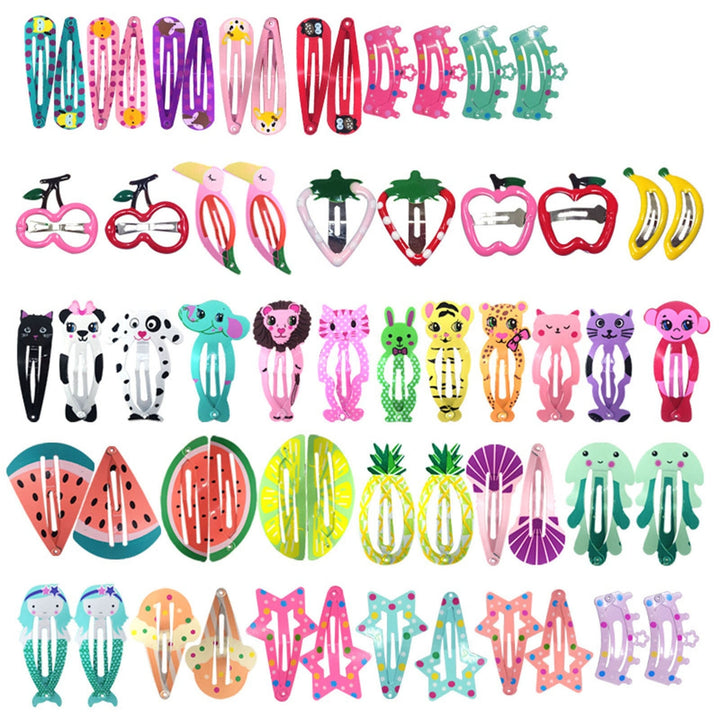 60Pcs Hair Clips Animal Five-pointed Star Children Bright Color All Match Snap Barrettes for Festival Image 9