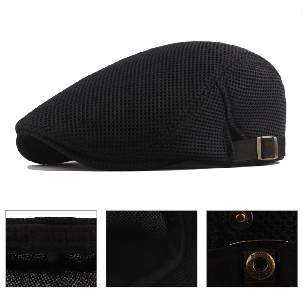 Convenient Men Hat Perfect Gifts Polyester Hollow Washable Men Beret Cap for Daily Image 2