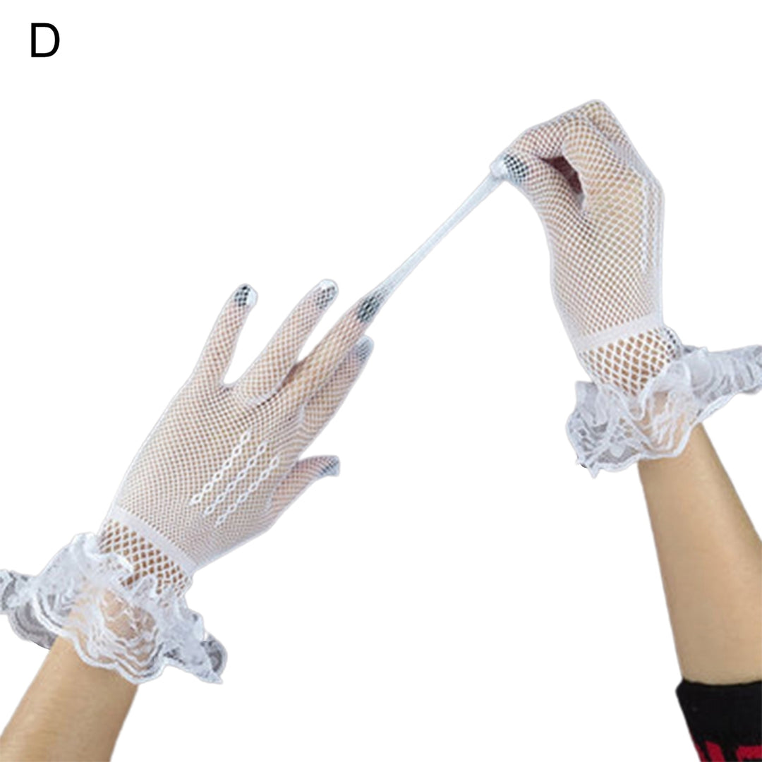 1 Pair Bridal Gloves Lace Breathable Ladies Stretchy Bow-knot Gloves for Party Image 4