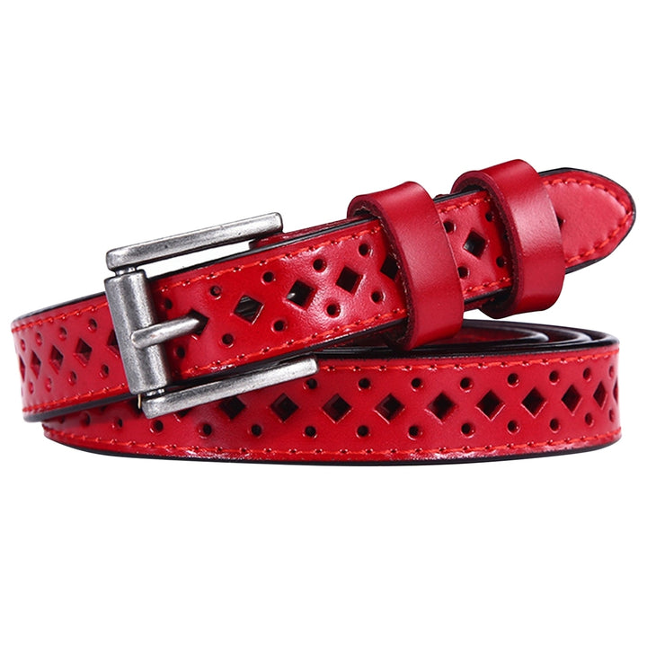 Waist Belt Alloy Buckle Faux Leather Multi Holes Hollow Out Waist Strap for Daily Wear Image 4