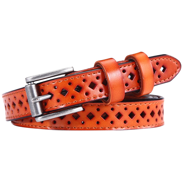 Waist Belt Alloy Buckle Faux Leather Multi Holes Hollow Out Waist Strap for Daily Wear Image 6