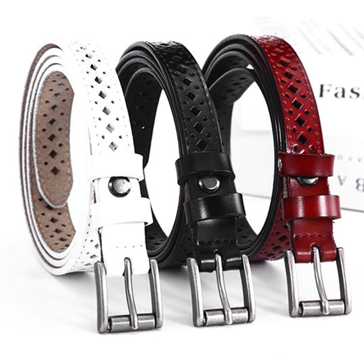 Waist Belt Alloy Buckle Faux Leather Multi Holes Hollow Out Waist Strap for Daily Wear Image 8