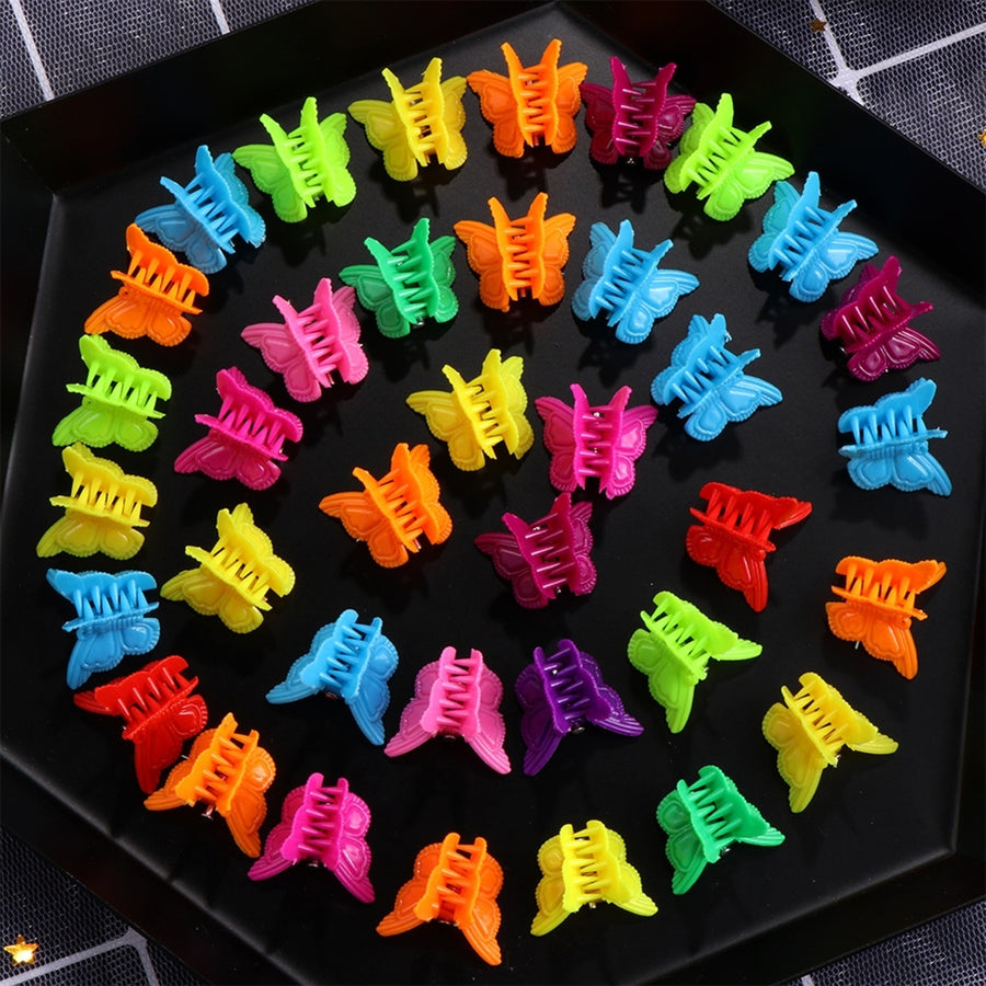 30 Pcs/Set Children Hairpins Solid Color Butterfly Shape Small Plastic Kids Hair Clips for Gift Image 1