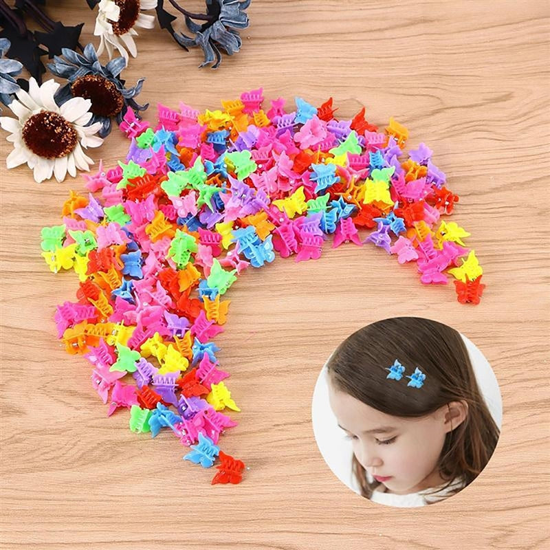 30 Pcs/Set Children Hairpins Solid Color Butterfly Shape Small Plastic Kids Hair Clips for Gift Image 2