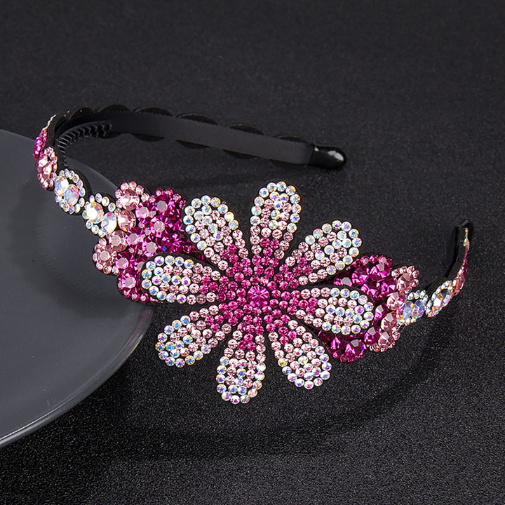 Hair Hoop Flower Dasign Glittered Faux Leather Female Girls Casual Hair Hoop for Daily Life Image 10
