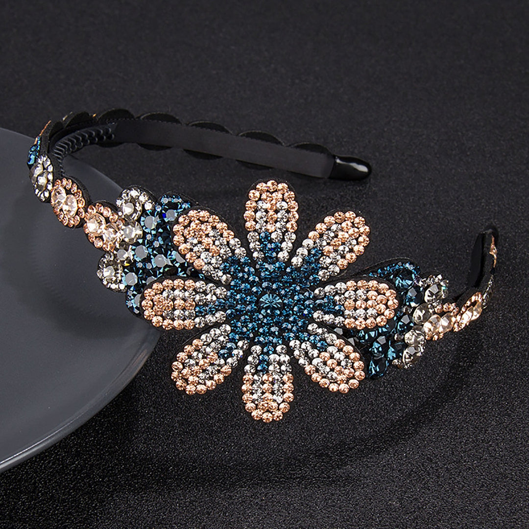 Hair Hoop Flower Dasign Glittered Faux Leather Female Girls Casual Hair Hoop for Daily Life Image 11