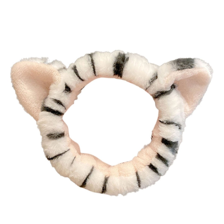 Women Headband Ear Tiger Pattern Headdress Good Elasticity Cartoon Hairband for Washing Face Image 1