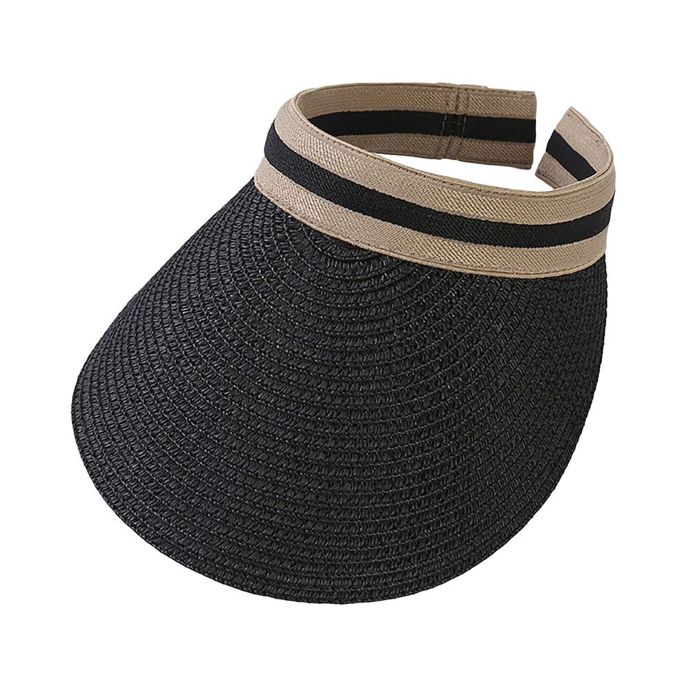 Sun Hat Adjustable UV Protection Breathable Straw Weaving Visor Hat for Summer Image 2