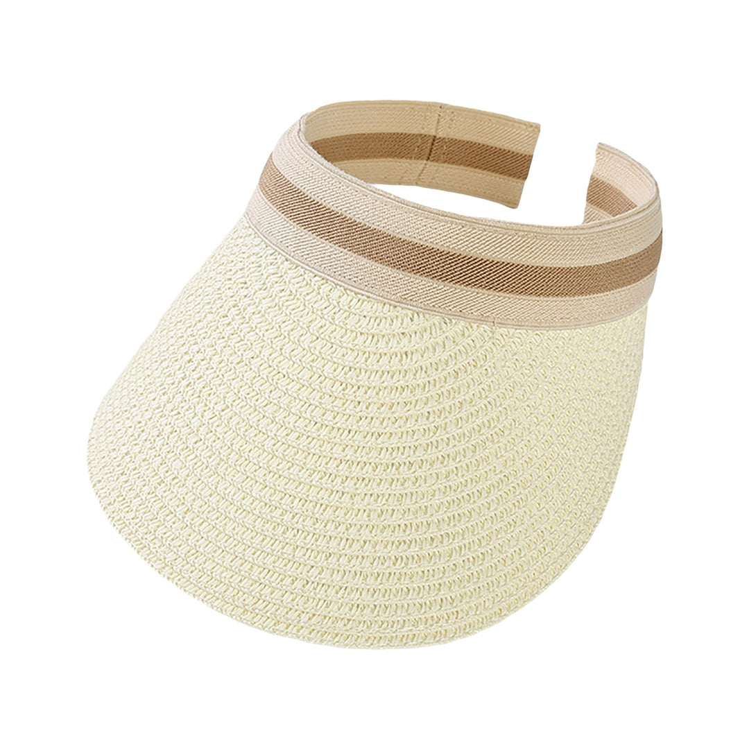 Sun Hat Adjustable UV Protection Breathable Straw Weaving Visor Hat for Summer Image 3