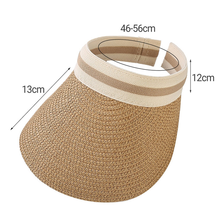 Sun Hat Adjustable UV Protection Breathable Straw Weaving Visor Hat for Summer Image 12