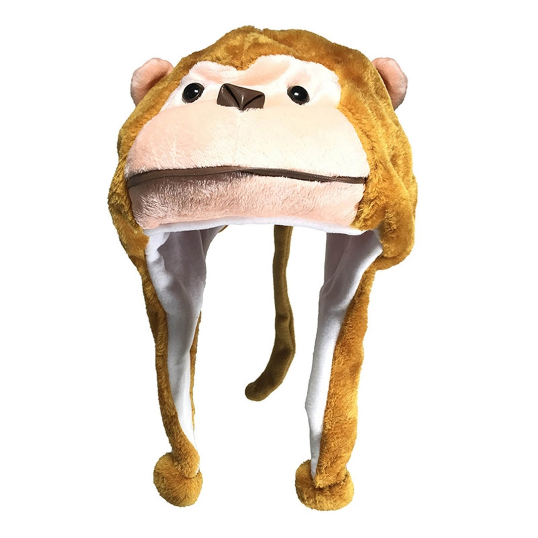 Plush Hat with Earflaps Soft Washable Movable Ears Animal Cap Costume Supplies Image 6