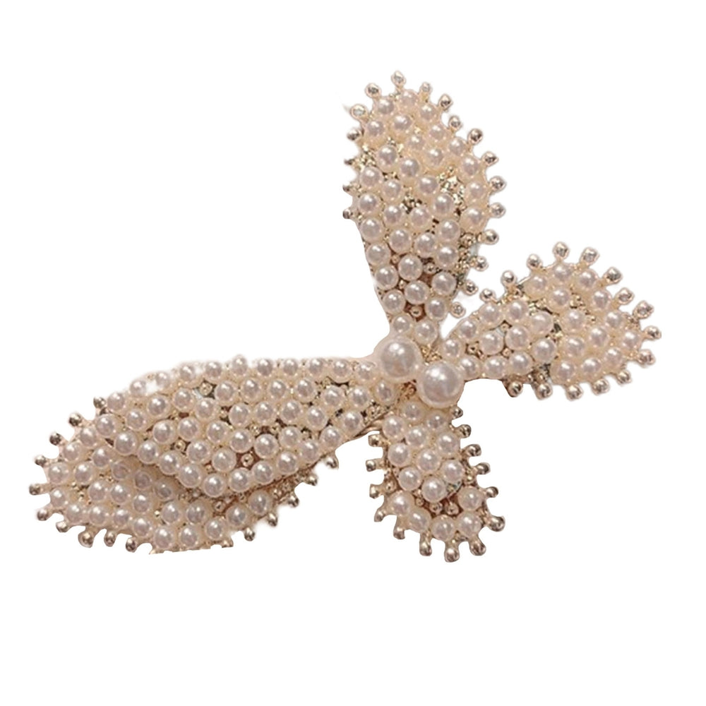 Hairpin Butterfly Shape Faux Pearls Jewelry Sparkling Bowknot Hair Clip Hair Accessories Image 2