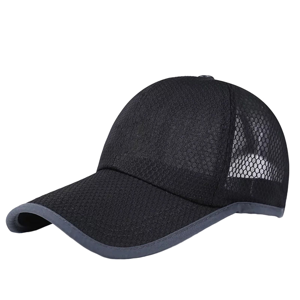 Baseball Cap Curved Brim UV Resistant Polyester Men Outdoor Baseball Mesh Hat Solid Anti-UV Cap Camping Supplies Image 2
