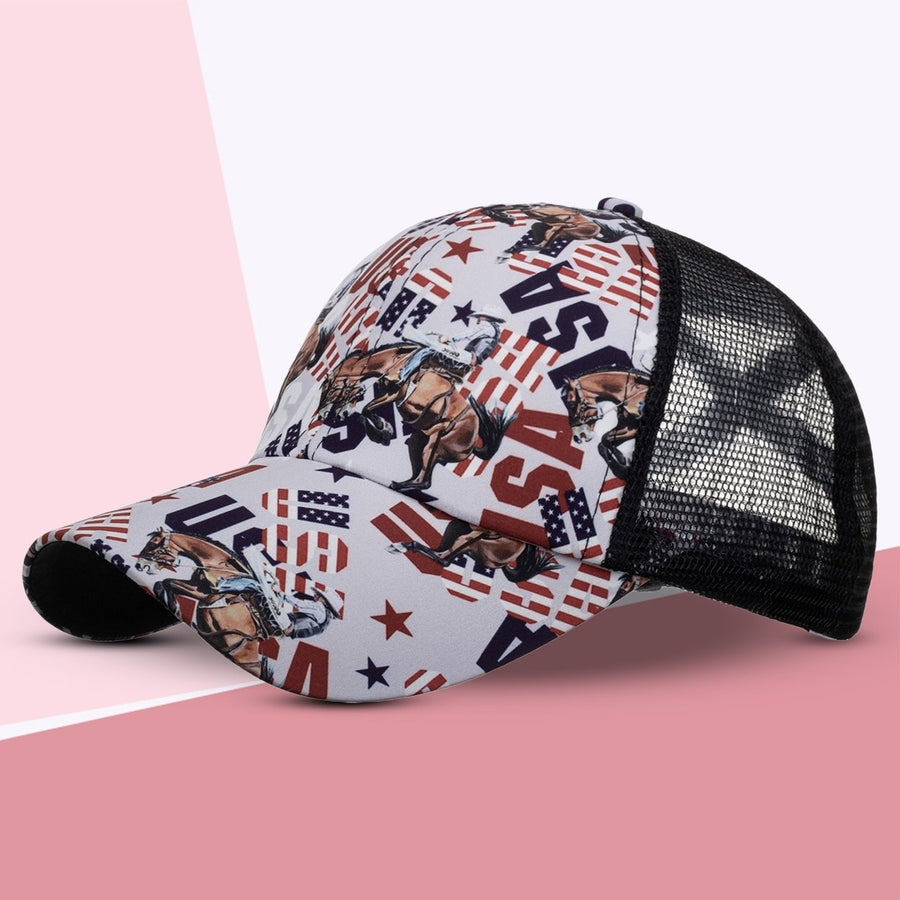 Baseball Cap Crossed Strap Sun Protection Casual Fashion Graffiti Print Running Hat for Women Image 1