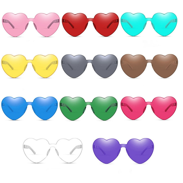 Lady Sunglasses Eye Protection Solid Color Cute Heart Shape Transparent Outdoor Sunglasses for Travel Image 1