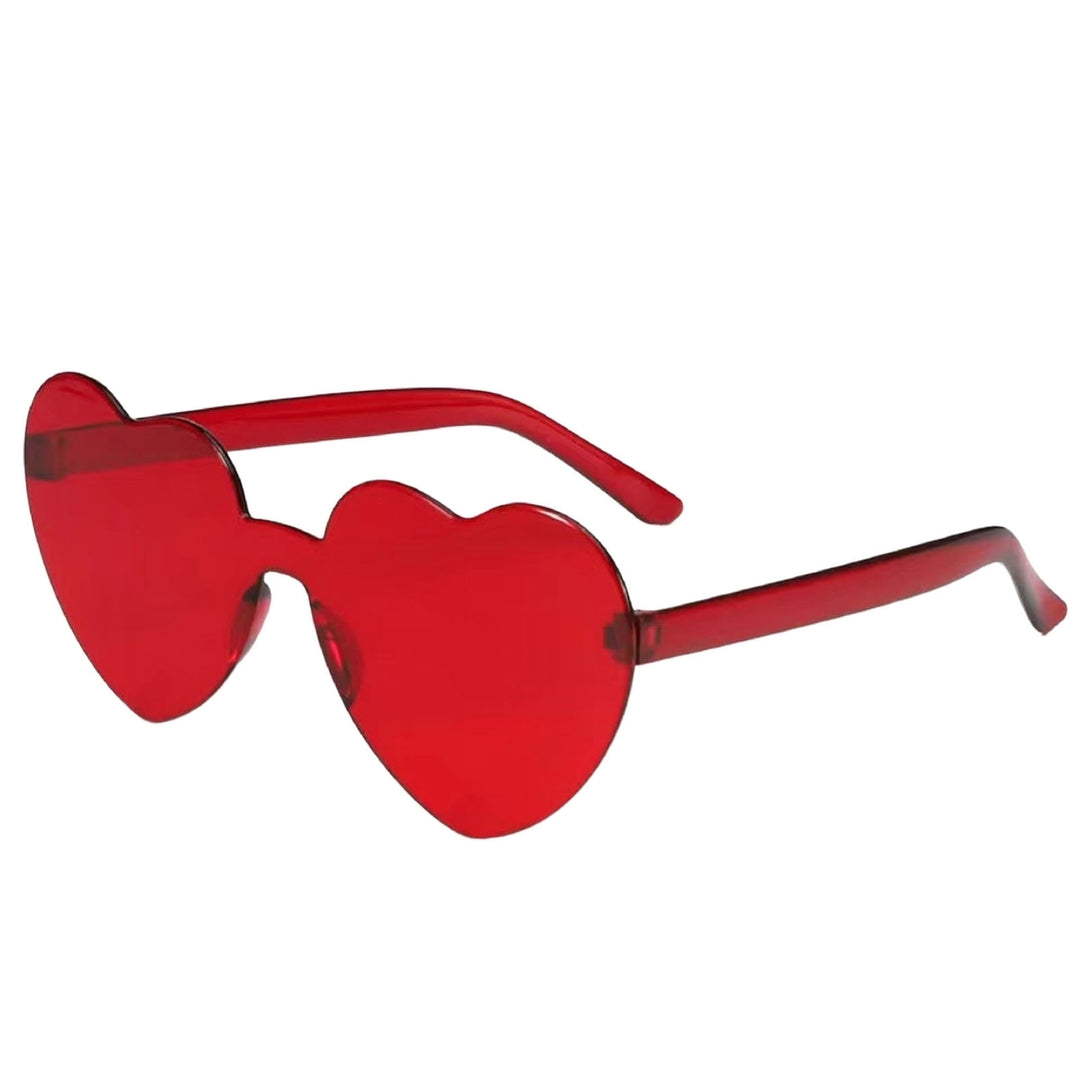 Lady Sunglasses Eye Protection Solid Color Cute Heart Shape Transparent Outdoor Sunglasses for Travel Image 4