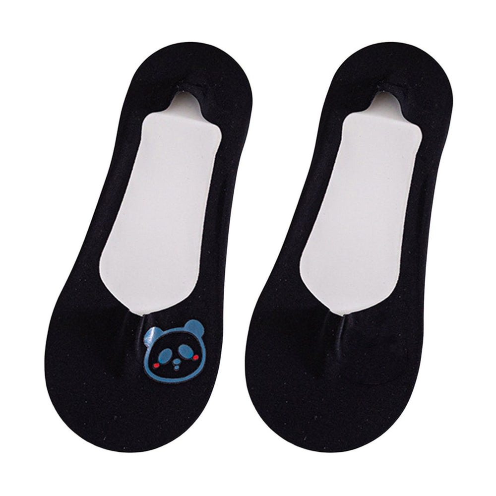 1 Pair Liner Socks Non-slip Breathable Invisible Animal Print Women Ice Silk Socks for Summer Image 2