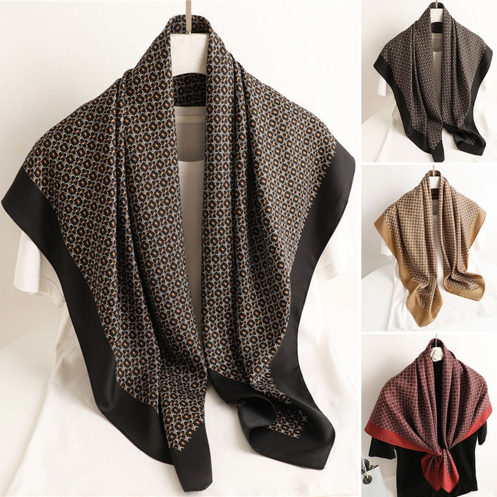 Collar Shawl Friendly to Skin Print Thin Square Shape Retro Style Neck Scarf Daily Wear Scarf Image 4
