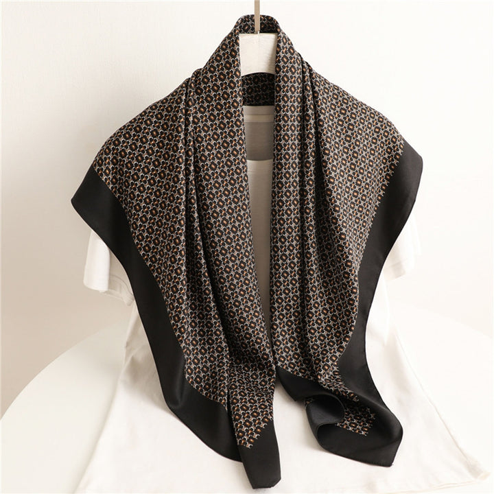 Collar Shawl Friendly to Skin Print Thin Square Shape Retro Style Neck Scarf Daily Wear Scarf Image 9