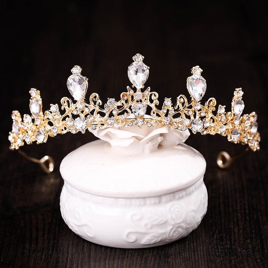 Girl Crown Exquisite Craft Shining Royal Faux Crystal High-end Performance Crown Headdress Image 1